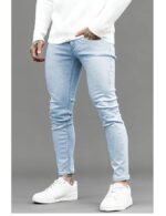 Men's Skinny Jeans Stretch Ripped Tapered Leg - Image 4