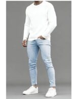 Men's Skinny Jeans Stretch Ripped Tapered Leg - Image 3