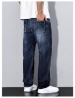 Mens Classic Relaxed Fit Jeans Straight /  Baggy Denim - Image 2