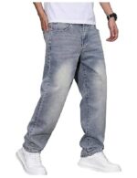Mens Classic Relaxed Fit Jeans Straight /  Baggy Denim - Image 3