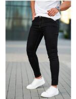 Men's Skinny Jeans Stretch Ripped Tapered Leg - Image 4