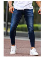 Men's Skinny Jeans Stretch Ripped Tapered Leg