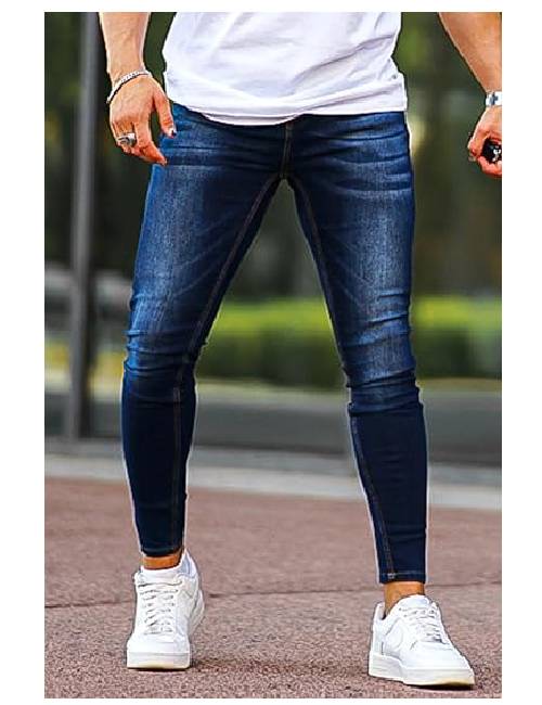 4 Men's Skinny Jeans Stretch Ripped Tapered Leg - Image 1