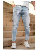 Men's Skinny Jeans Stretch Ripped Tapered Leg - Image 3