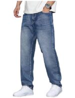 Mens Classic Relaxed Fit Jeans Straight /  Baggy Denim - Image 3