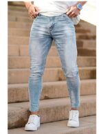 Men's Skinny Jeans Stretch Ripped Tapered Leg