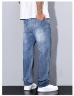Mens Classic Relaxed Fit Jeans Straight /  Baggy Denim - Image 2