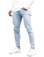 Men's Skinny Jeans Stretch Ripped Tapered Leg